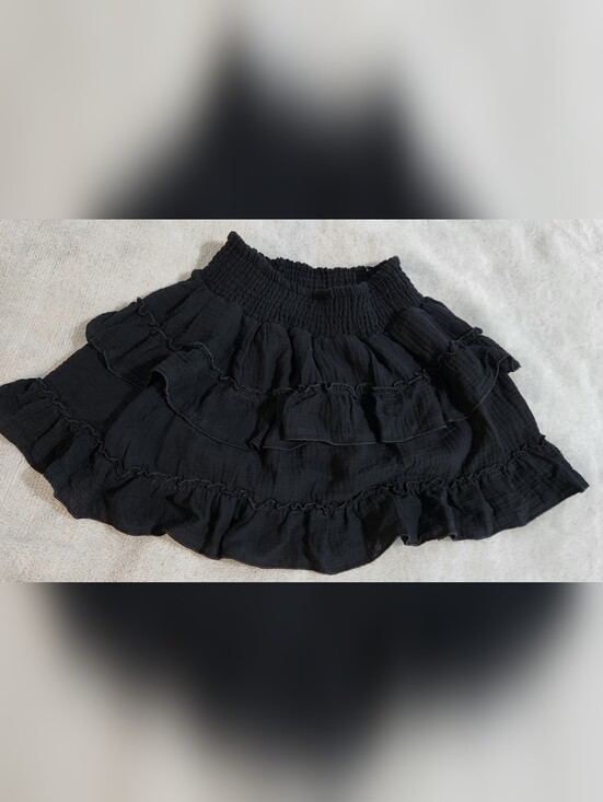 Swimwear Everywhere Dresses & Skirts - Black Smocked Mini Skirt Or Top with Ruffle Tiers